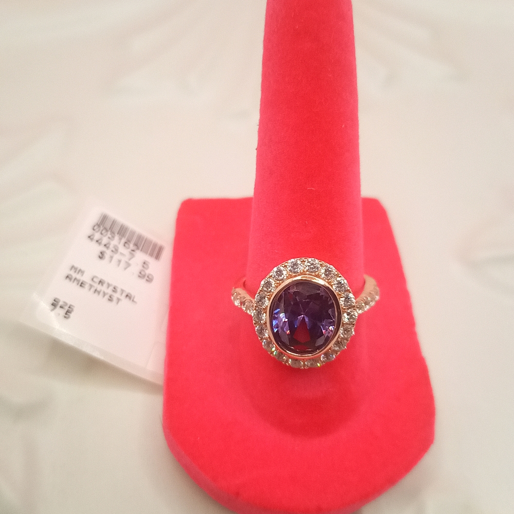 Elegant Gold and Purple Crystal Ring